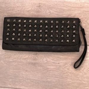 Black Clutch with Stud Detail & Magnetic Closure